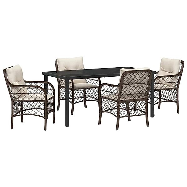 vidaXL Garten Essgruppe mit Kissen 5-Tlg Braun Poly Rattan 3380214 günstig online kaufen