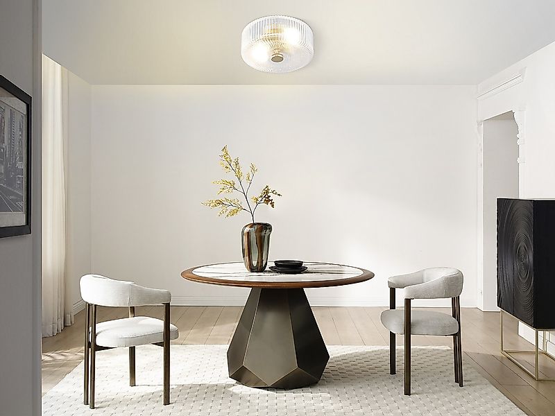 Deckenleuchte Rosette – Glas und gebürstetes Messing – Ø 30 x H 15 cm – LAC günstig online kaufen