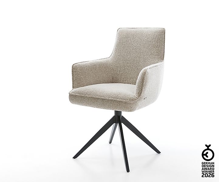 Drehstuhl Heira-Flex mit Armlehnen Webstoff Soft Beige Kreuzgestell breit S günstig online kaufen