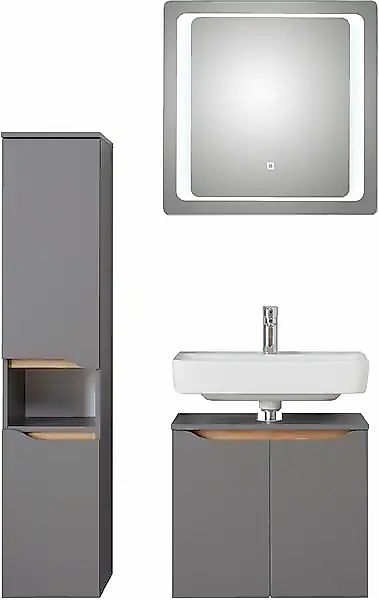 Saphir Badmöbel-Set »Quickset 3-teilig, Waschbeckenunterschrank mit LED-Spi günstig online kaufen