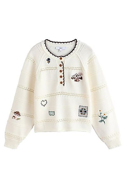 Next Strickpullover Strickpullover mit Stickerei und Baumwollanteil (1-tlg) günstig online kaufen
