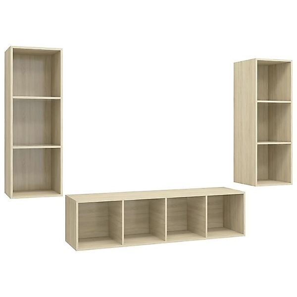 furnicato TV-Schrank 3-tlg. TV-Schrank-Set Sonoma-Eiche Holzwerkstoff (1-St günstig online kaufen