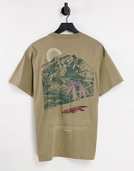 Carhartt WIP – T-Shirt in Beige mit Berg-Print auf der Rückseite-Neutral günstig online kaufen