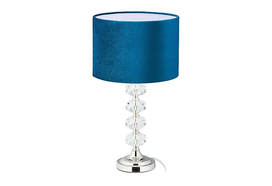 relaxdays Nachttischlampe Tischlampe Kristall und Samt in Blau günstig online kaufen