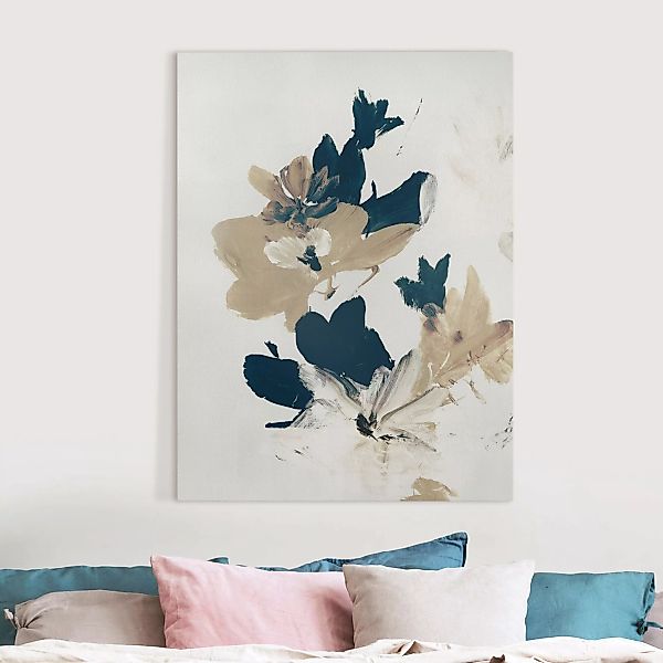 Leinwandbild Blau Beige Blüten in Acryl günstig online kaufen