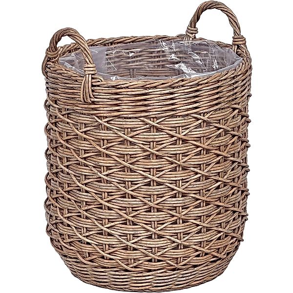 A.H.G. Pflanzkorb Polyrattan Rund Polybeutel 2 Griffe Ø 36 x 44 cm Natur-Br günstig online kaufen