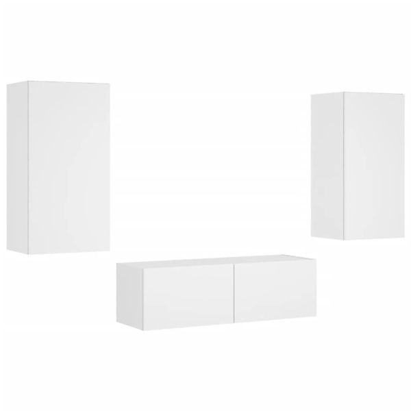 vidaXL 3-Tlg TV-Wohnwand mit LED-Leuchten Weiß 3216874 günstig online kaufen