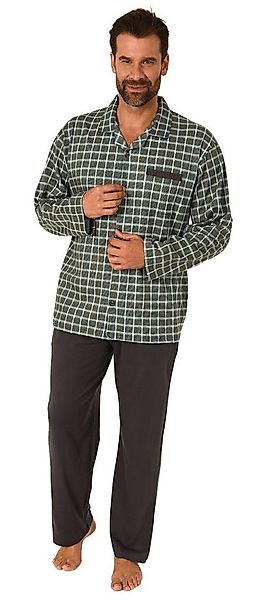Normann Pyjama Herren Pyjama zum durchknöpfen in Karo Optik - auch in Überg günstig online kaufen