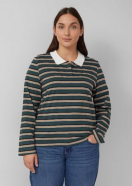 s.Oliver Langarmshirt Polo-Shirt Langarm-Poloshirt mit Streifen günstig online kaufen