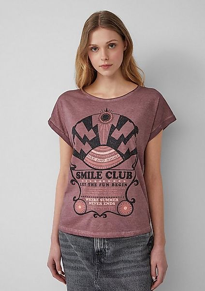 QS Kurzarmshirt T-Shirt Gewaschenes T-Shirt mit Frontprint günstig online kaufen