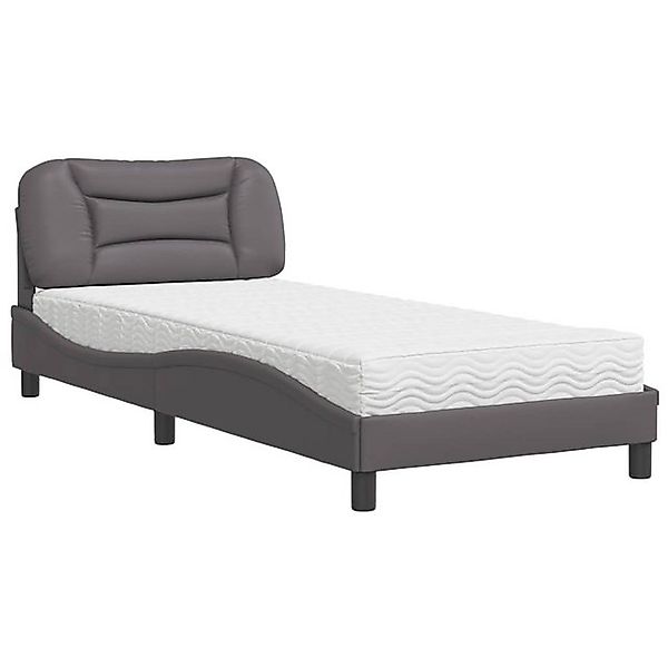 vidaXL Bett Bett mit Matratze Grau 90x190 cm Kunstleder günstig online kaufen