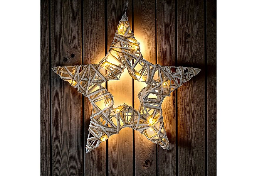 Spetebo LED-Dekofigur Rattan Stern zum Hängen warm weiß beleuchtet (Anzahl, günstig online kaufen