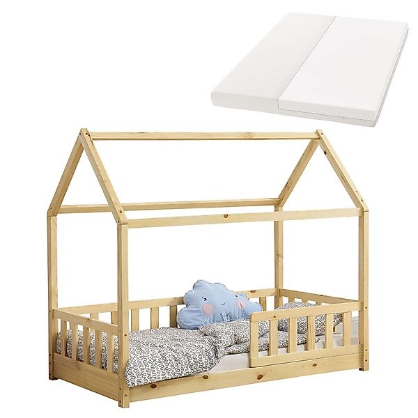 Juskys Kinderbett Marli 80 x 160 cm mit Matratze Natur günstig online kaufen