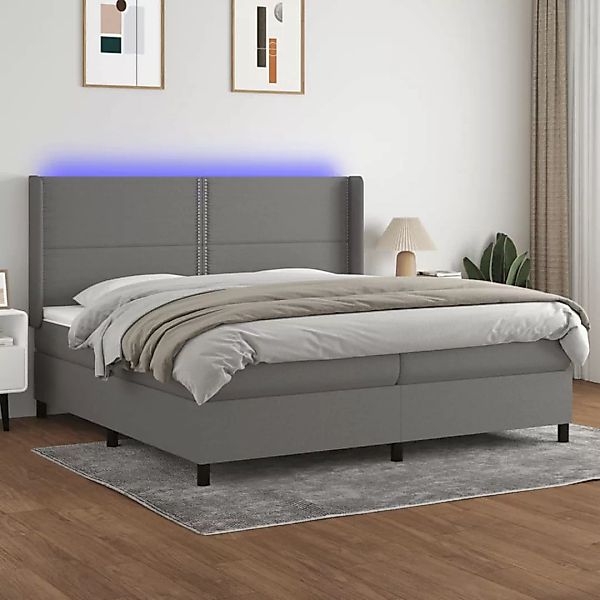 Vidaxl Boxspringbett Mit Matratze & Led Dunkelgrau 200x200 Cm Stoff günstig online kaufen