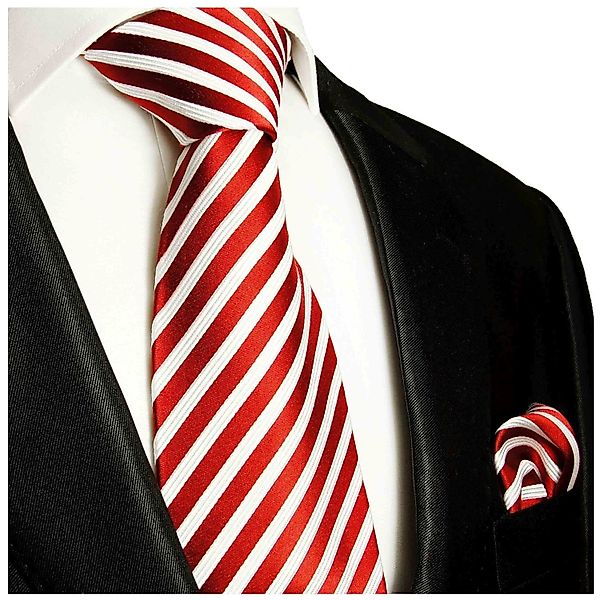 Paul Malone Krawatte Moderne Herren Seidenkrawatte und Tuch gestreift 100% günstig online kaufen