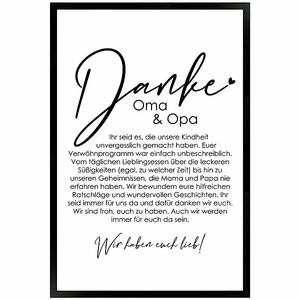 WANDStyle Gerahmtes Poster Danke Oma und Opa 40 x 60 cm Geschenkidee für Me günstig online kaufen