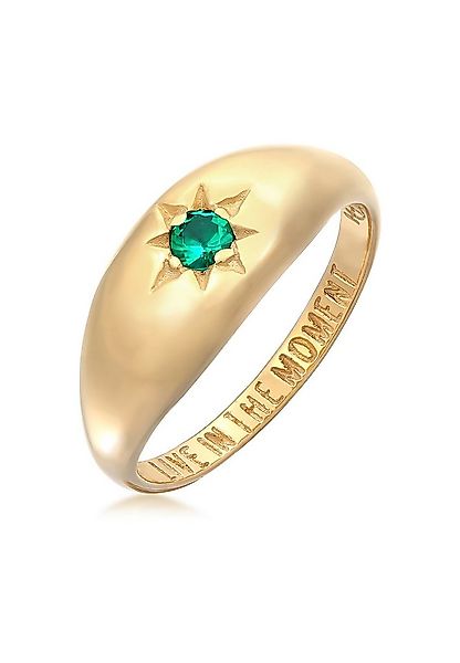 HAZE & GLORY Fingerring Siegelring Smaragd - Moment 375 Gelbgold, Sonne günstig online kaufen