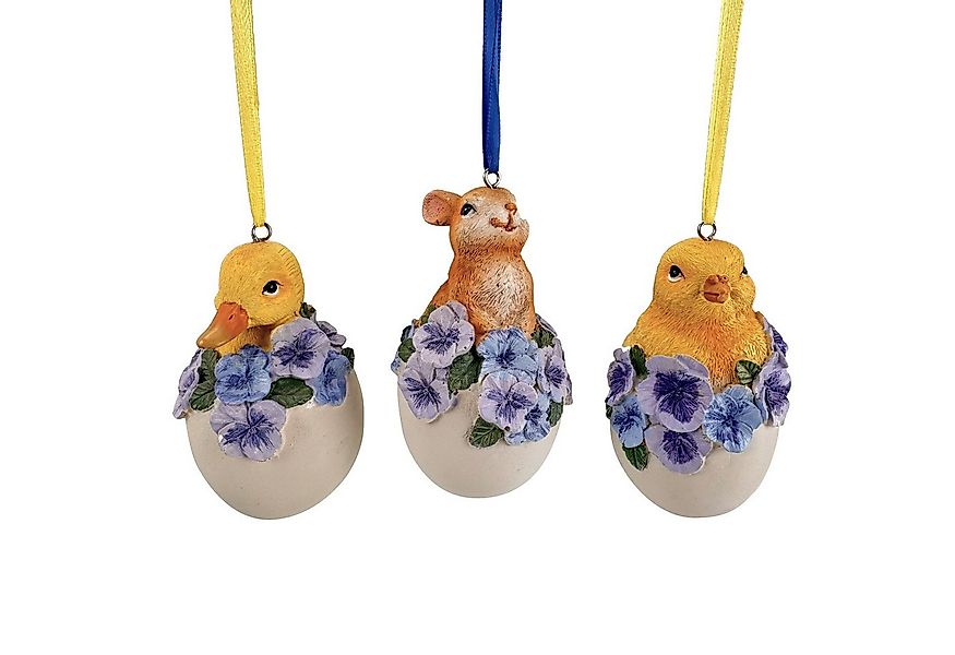 Online-Fuchs Osterei - 3 süße Ostereier mit Hasen, Küken und Ente zum Aufhä günstig online kaufen