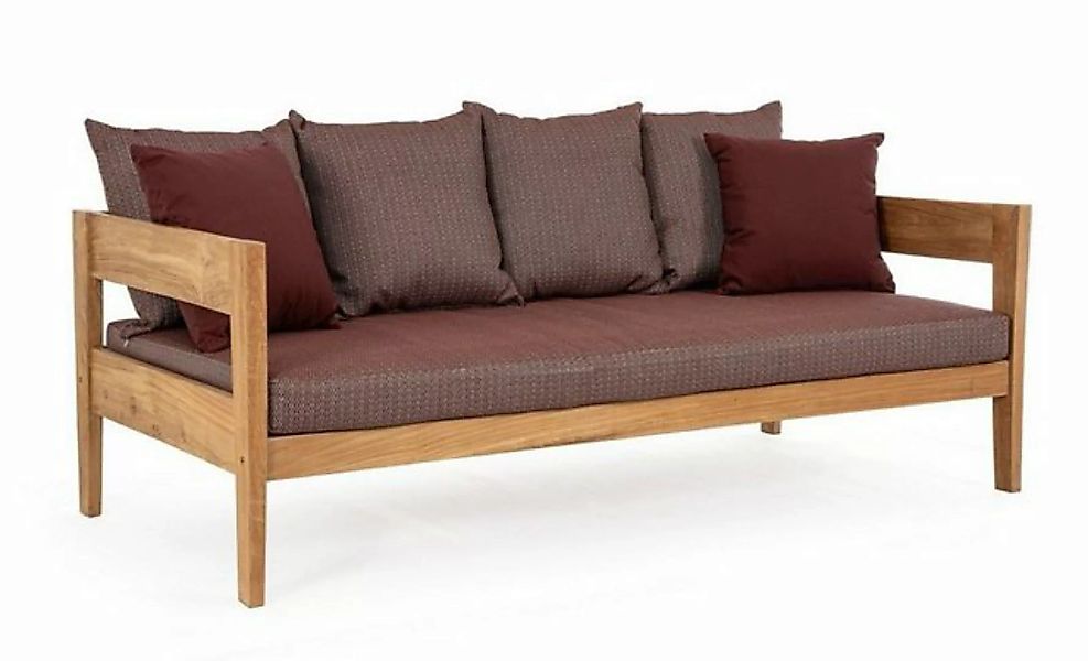 Natur24 Sofa Sofa Kobo 190x90x79cm Teakholz Rot Sofa Couch Polster günstig online kaufen