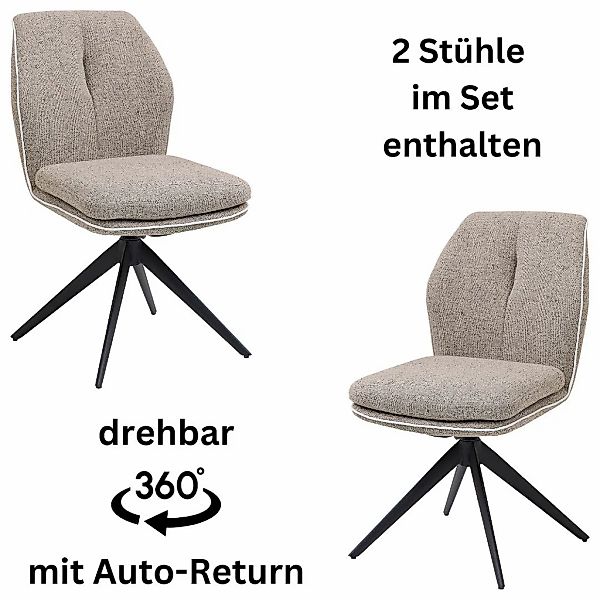 Stolkom Armlehnstuhl "Enja" (Set) 2 Stk. Stoffbezug 360 grad drehbar mit Au günstig online kaufen