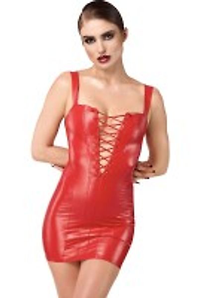 Wetlook-Minikleid mit Schnürung - Rot günstig online kaufen