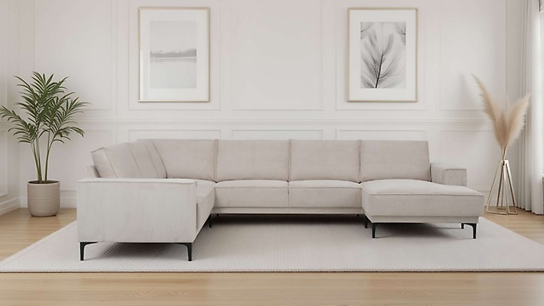 PLACES OF STYLE Wohnlandschaft »XXL Sofa Oland, Struktur, Flachgewebe, Luxu günstig online kaufen