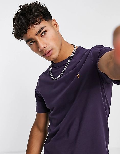 Farah – Danny – T-Shirt aus Bio-Baumwolle in Feige-Grau günstig online kaufen