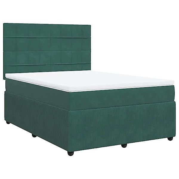 vidaXL Boxspringbett mit Matratze Dunkelgrün 140x190 cm Samt 3294637 günstig online kaufen