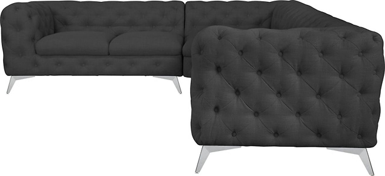 Leonique Chesterfield-Sofa »Ecksofa GLYNIS L-Form mit Wellenunterfederung, günstig online kaufen