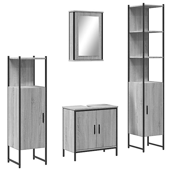 vidaXL 4-Tlg Badmöbel-Set Grau Sonoma Holzwerkstoff 3214833 günstig online kaufen