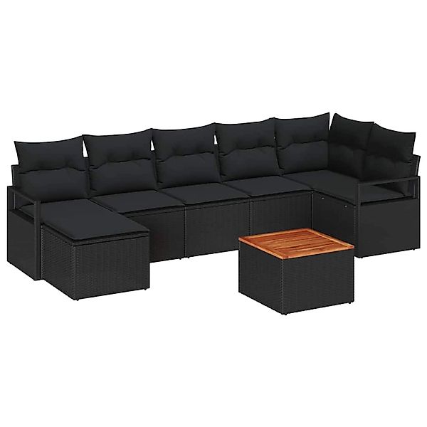 vidaXL Garten-Sofa-Set mit Kissen 8-Tlg Schwarz Poly Rattan 3347737 günstig online kaufen