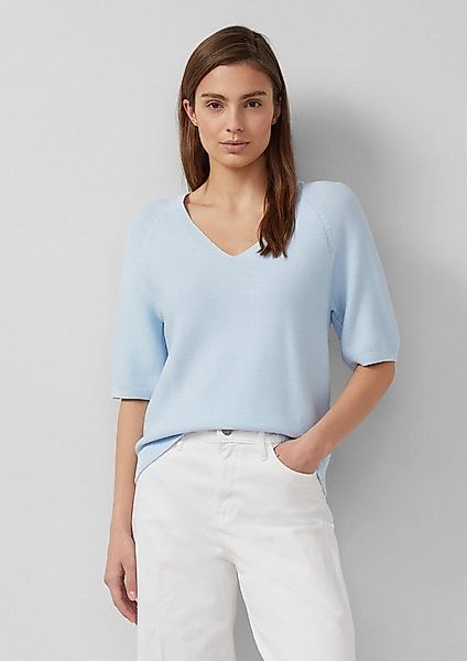 s.Oliver Kurzarmpullover Strickpullover Kurzarm-Strickpullover aus Baumwoll günstig online kaufen