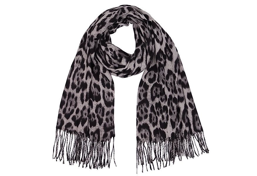 MIRROSI Modeschal weicher und warmer Schal Leo Muster mit Fransen, 70x180cm günstig online kaufen