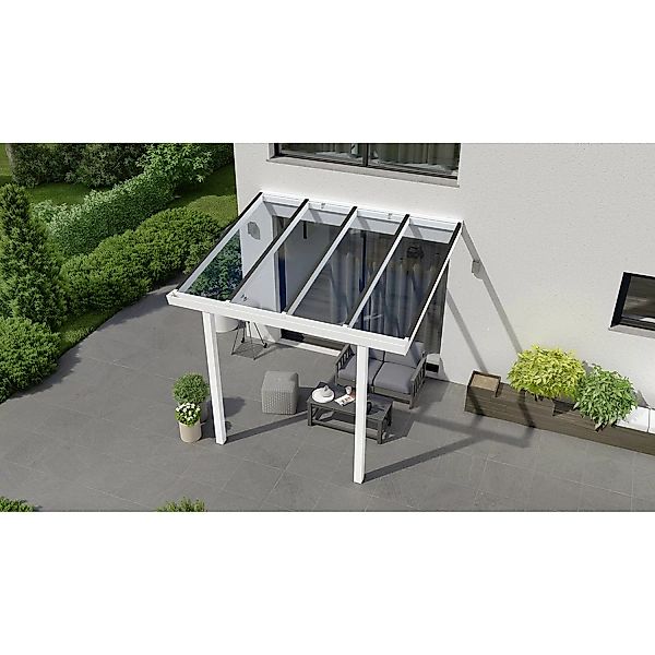 Terrassenüberdachung Basic 300 cm x 300 cm Weiß Glas günstig online kaufen