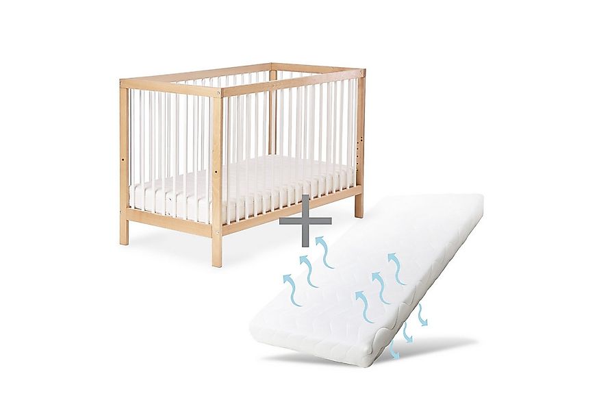 Ehrenkind Babybett PUR inkl. Matratze aus massivem Buchenholz, Gitterbett, günstig online kaufen