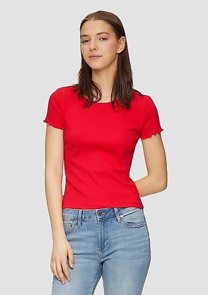 QS Kurzarmshirt Geripptes T-Shirt im Slim günstig online kaufen