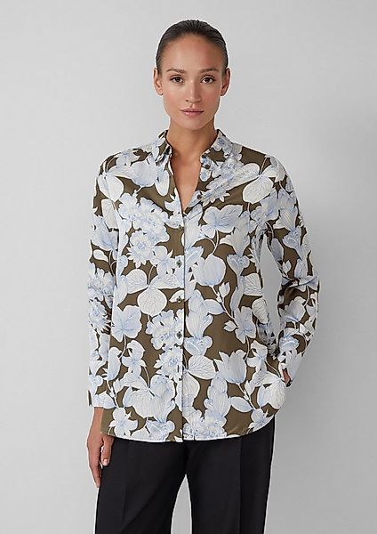 s.Oliver Langarmbluse Bluse Satinbluse mit floralem All-over-Print günstig online kaufen