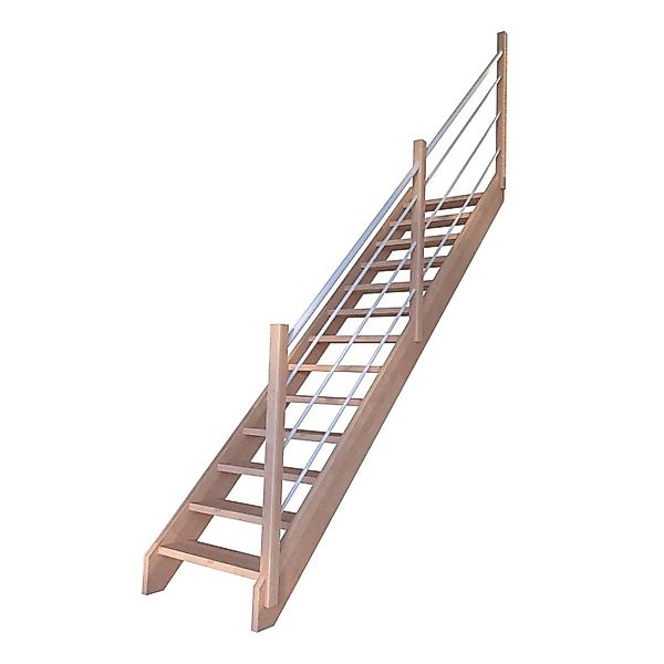 Treppe Mykonos Pro Buche Ger. 90 cm Holz-Edelstahl-Geländer Weiß R FSC® günstig online kaufen