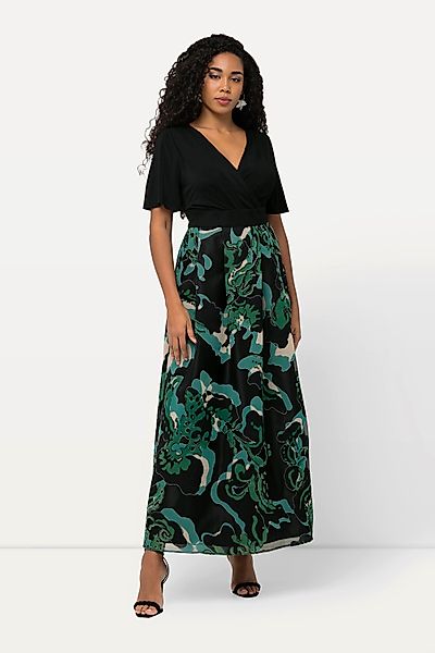 Ulla Popken Abendkleid Ausbrenner-Maxikleid A-Linie V-Ausschnitt günstig online kaufen