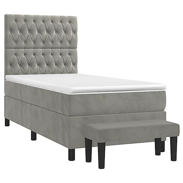 vidaXL Boxspringbett Boxspringbett mit Matratze Hellgrau 80x200 cm Samt Bet günstig online kaufen