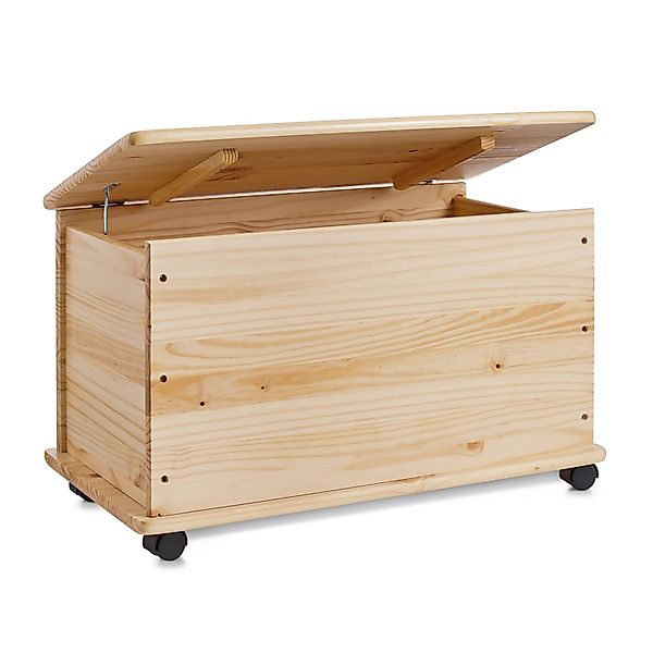 Zeller Aufbewahrungstruhe Kiefer mit Rollen 45 cm x 40 cm x 73 cm Natur günstig online kaufen