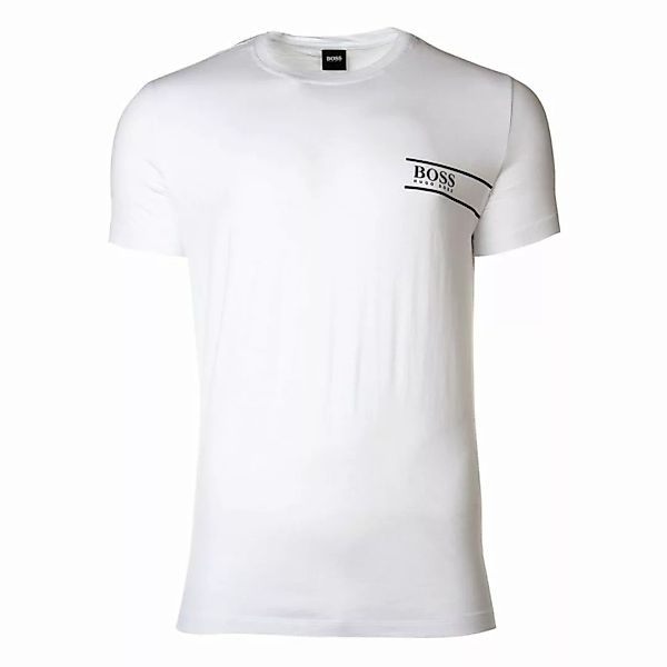 HUGO BOSS Herren T-Shirt - Rundhals, Pure Cotton, Logo Weiß M günstig online kaufen