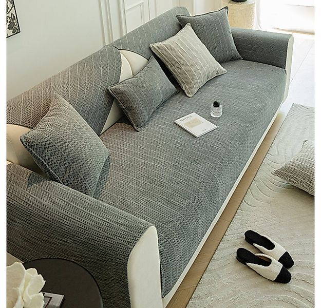 NUODWELL Sofabezug Chenille Sofabezug 1 2 3 4 Sitzer, rutschfest L Form Eck günstig online kaufen
