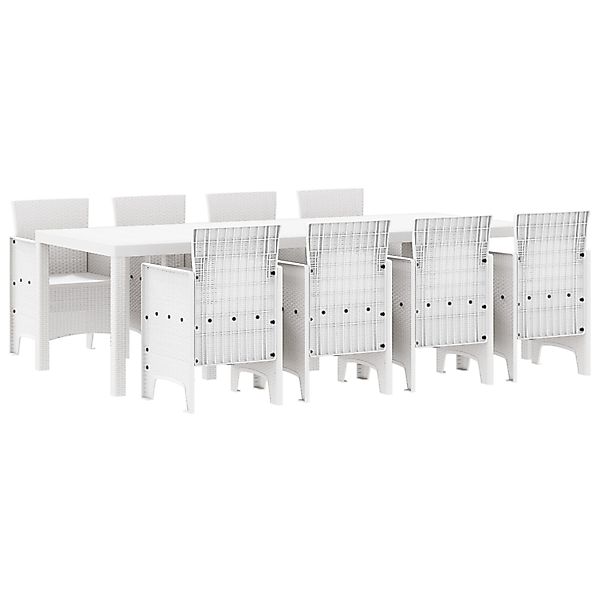 vidaXL 9-tlg Garten-Essgruppe Hellgrau Poly Rattan 3378747 günstig online kaufen