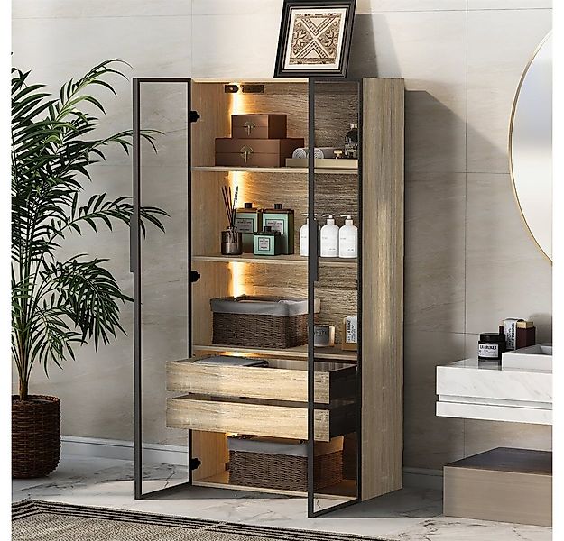 XDeer Badezimmerspiegelschrank Badezimmerschrank, mittel, mit Lichtleiste, günstig online kaufen