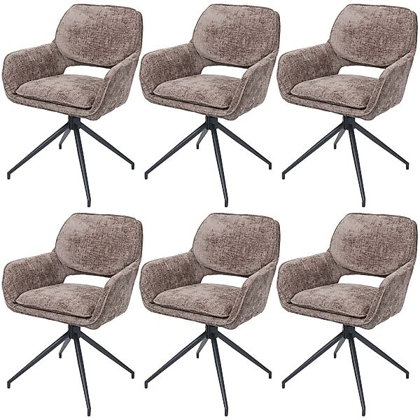 MCW Esszimmerstuhl N74 6er-Set Stoff Chenille 490g/m² Braun günstig online kaufen