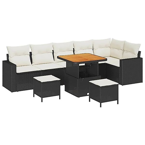vidaXL Gartensofa-Set mit Kissen 11 Stk Schwarz und Creme Poly-Rattan 33635 günstig online kaufen