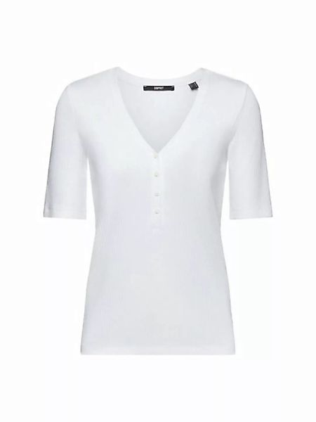 Esprit Collection T-Shirt Geripptes Henley-Kurzarmshirt (1-tlg) günstig online kaufen