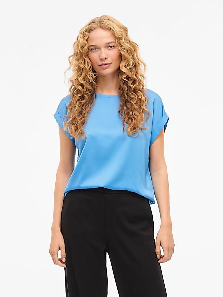 Vila Kurzarmshirt "VIELLETTE S/S SATIN TOP - NOOS" Satin Optik günstig online kaufen
