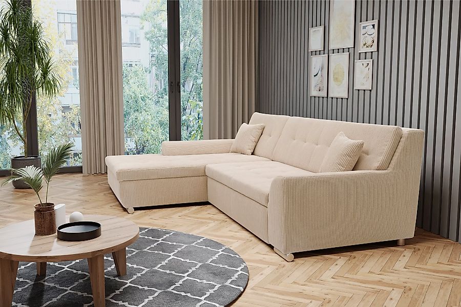 DOMO collection Ecksofa Treviso, wahlweise mit Bettfunktion, incl. Zierkiss günstig online kaufen